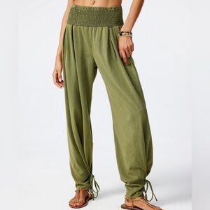 Cider Olive Green Smocked Waist Jogger Trousers Size 2